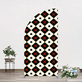 Lofaris Black White Rhombus Poker Birthday Half Moon Arch Backdrop